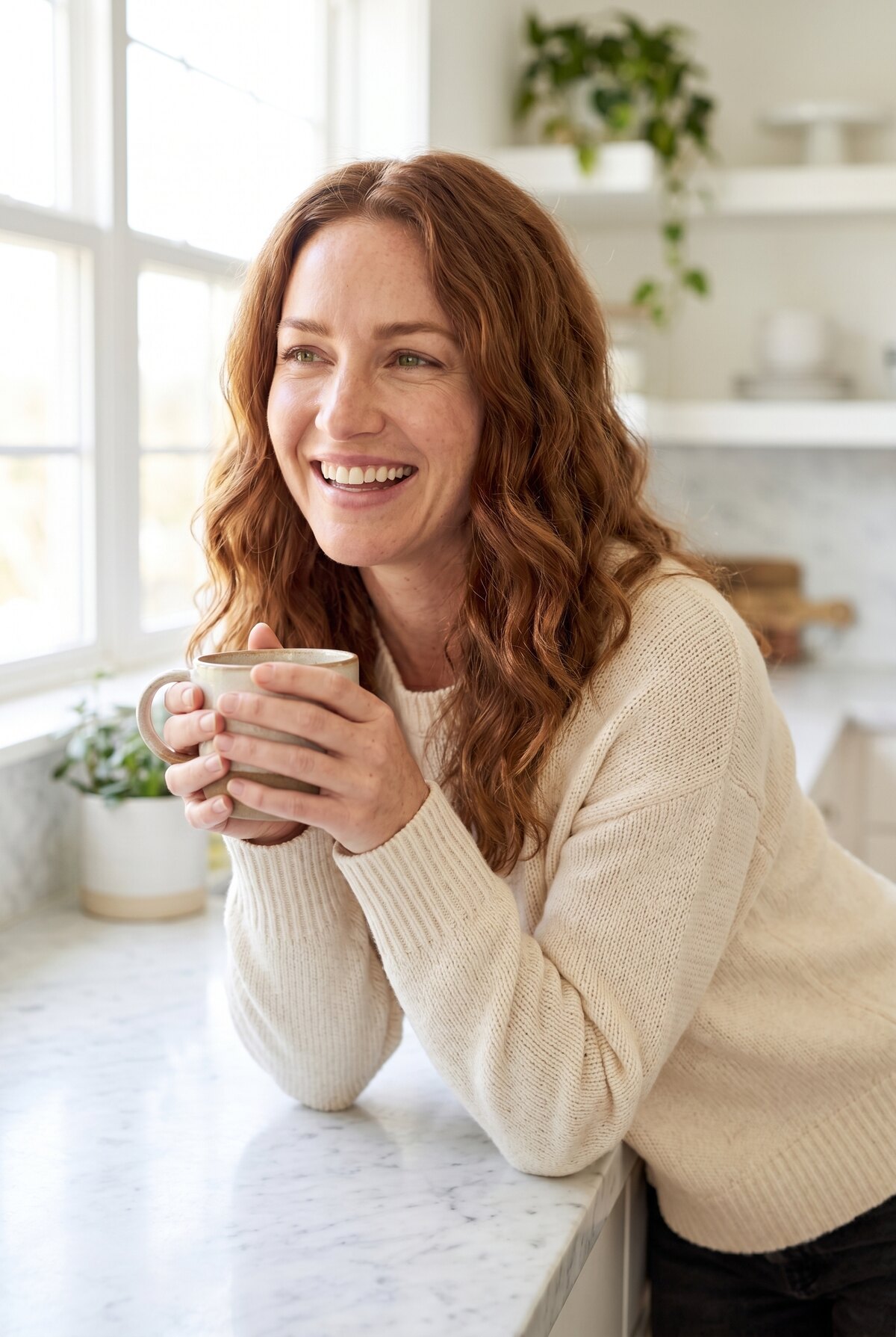 Sarah Collins in her kitchen